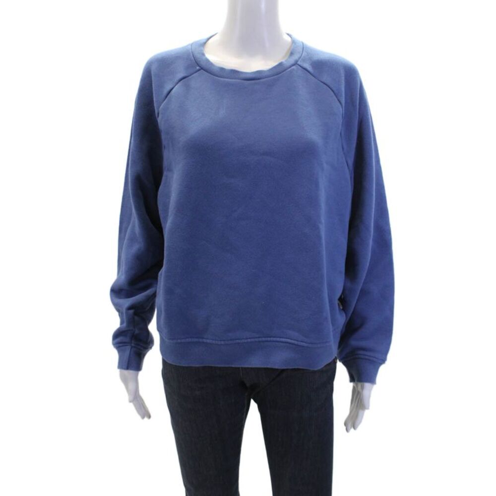 Wesley Women's Round Neck Long Sleeves Pullover Sweatshirt Blue Size L